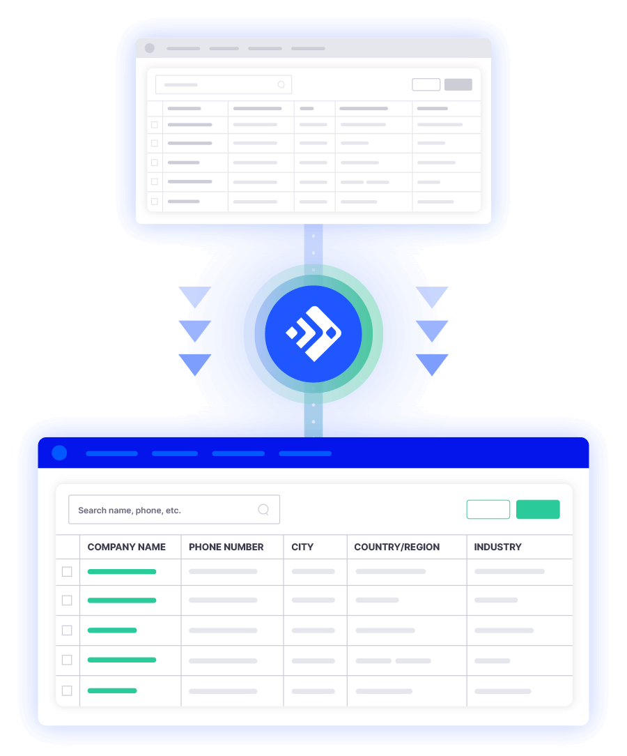 Data integration platform showing data mapping between two disparate business systems.
