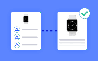 Product data with errors being transformed and optimized by custom rules.